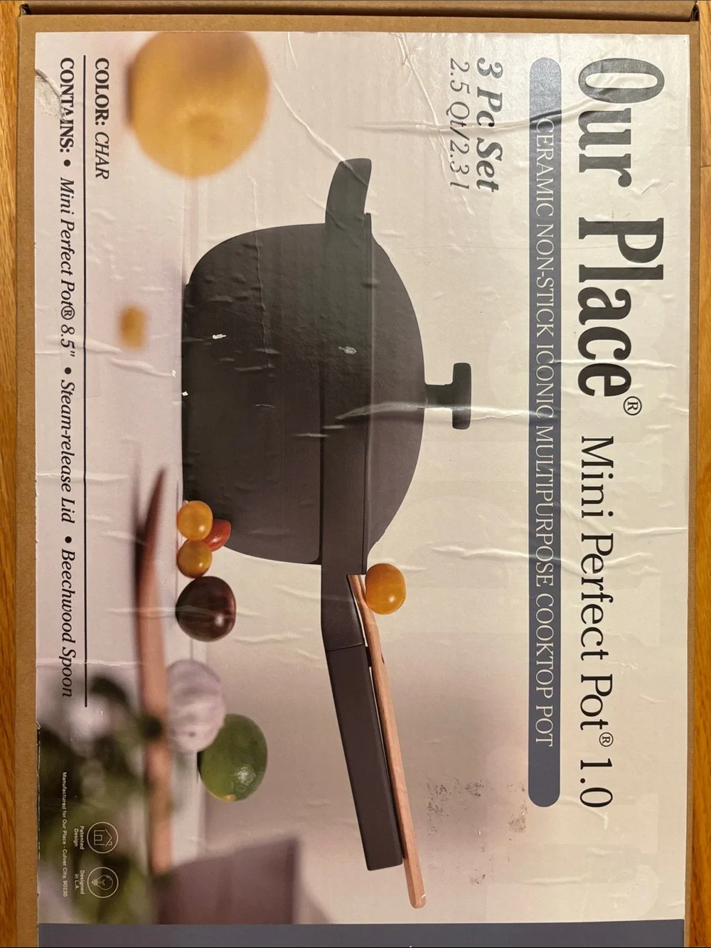 Our Place Mini Perfect Pot 1.0 in Charcoal with Beechwood Spoon